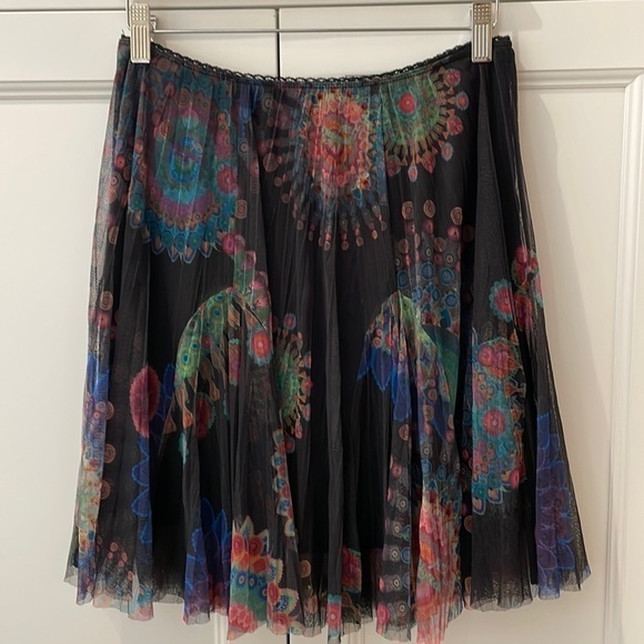 Desigual Colorful Pleated Lined Skirt—Beautiful!! Boho—Spring Summer-Like New -S - Picture 1 of 12